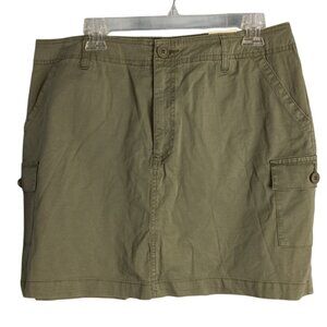 St. Johns Bay Size 16 Skort Womens Cargo Safari Green Cotton Spandex NEW